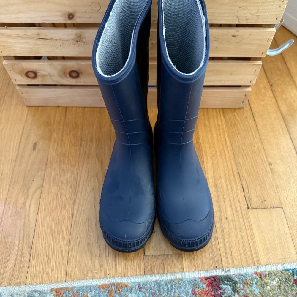 Kamik Boys Size 4 Navy Black Waterproof Rubber Knee High Outdoor Rain Boots - Picture 9 of 14